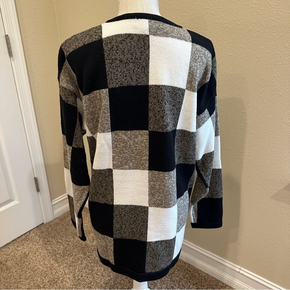 Vintage 1980s/1990s Color block Checkered Sweater Size Medium - Picture 5 of 7